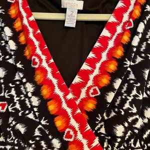 A pair of multicolored maxi dresses